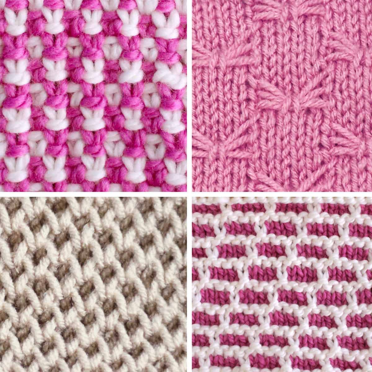 Slip Stitch Knitting Patterns of Linen, Butterfly, Honeycomb, and Brick Stitches