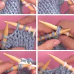 Step-by-Step demonstration of the SSK Slip Slip Knit knitting technique with hands, knitting needles, and yarn.