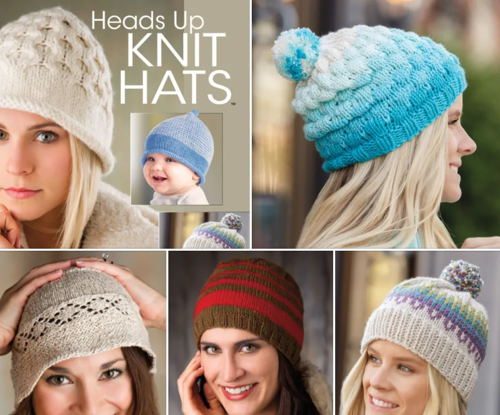 Heads Up Knit Hats book with Bubble Beanie pattern by Studio Knit.