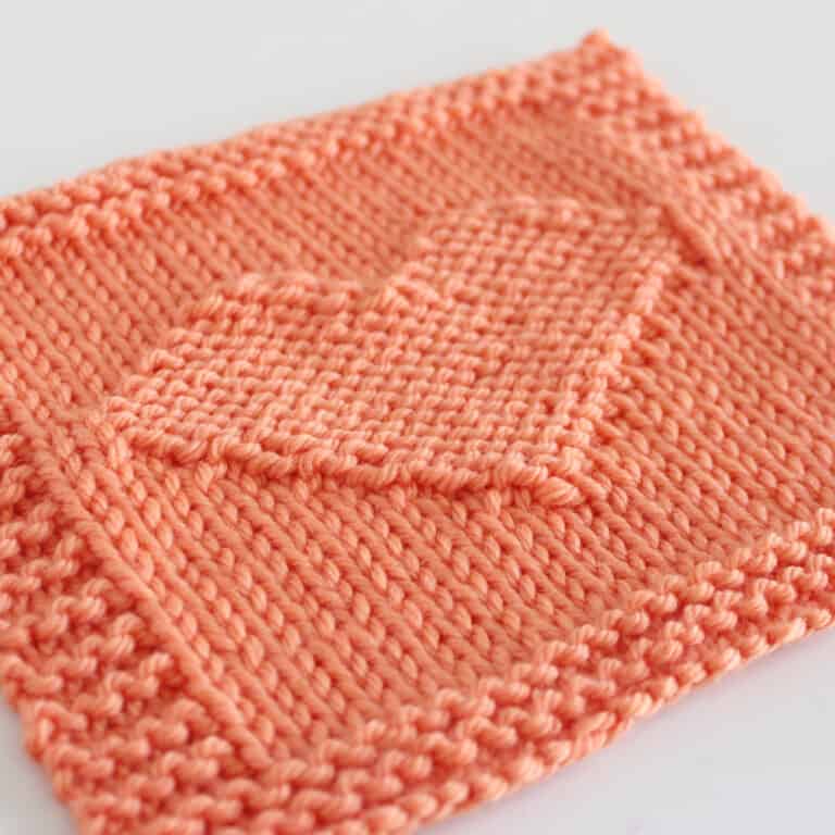 Easy Heart Square Stitch Knitting Pattern