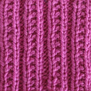 Beaded Rib Knit Stitch Pattern in pink color yarn.