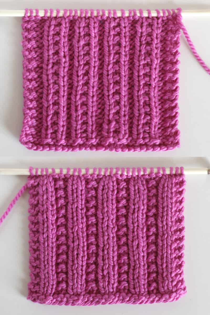 Beaded Rib knit stitch pattern with both right and wrong sides by Studio Knit.
