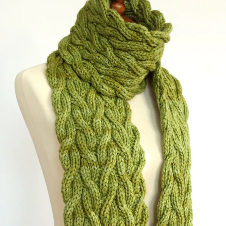 Meadow Vine Reversible Cable Scarf Knitting Pattern