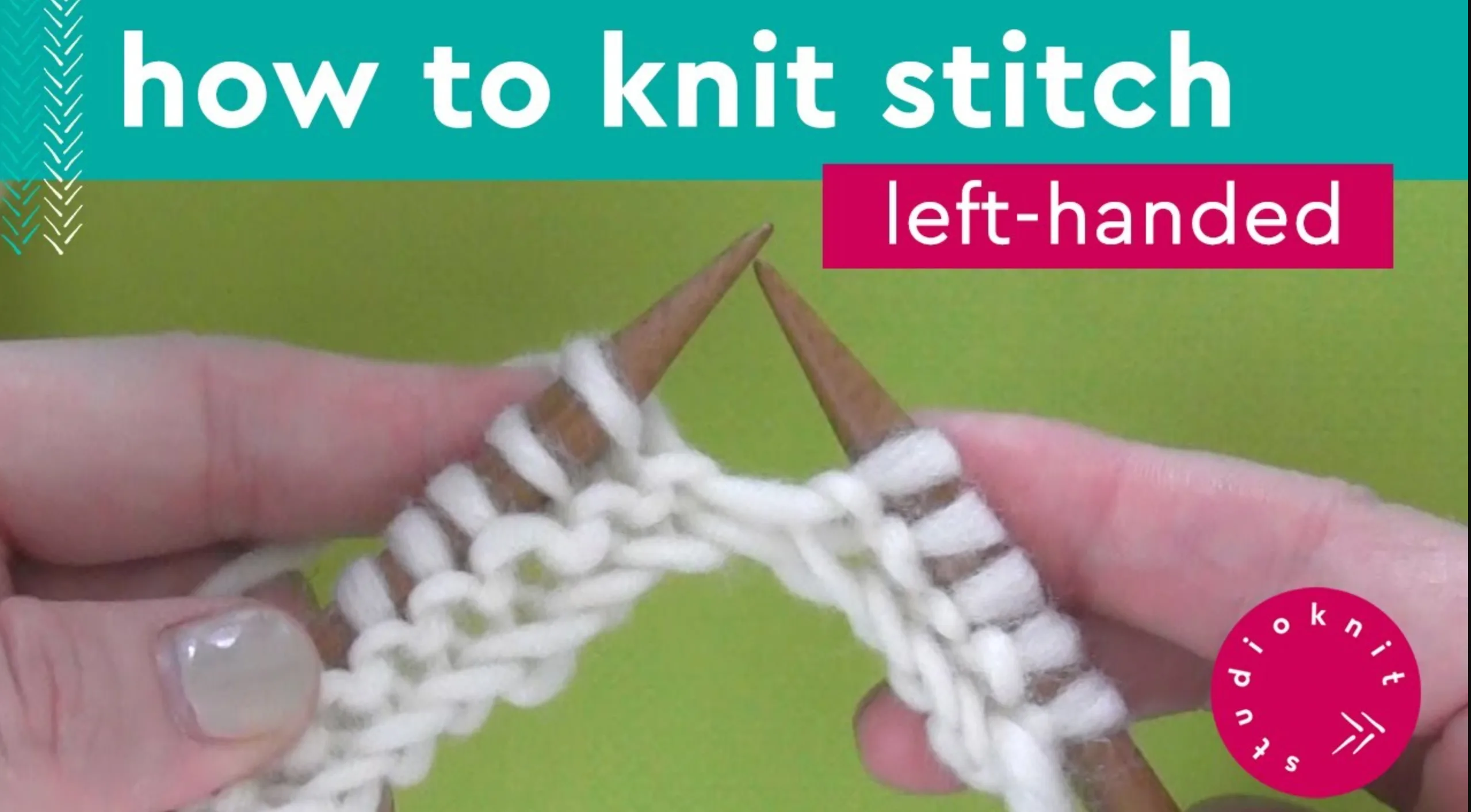 How to Knit Stitch left-handed video thumbnail.