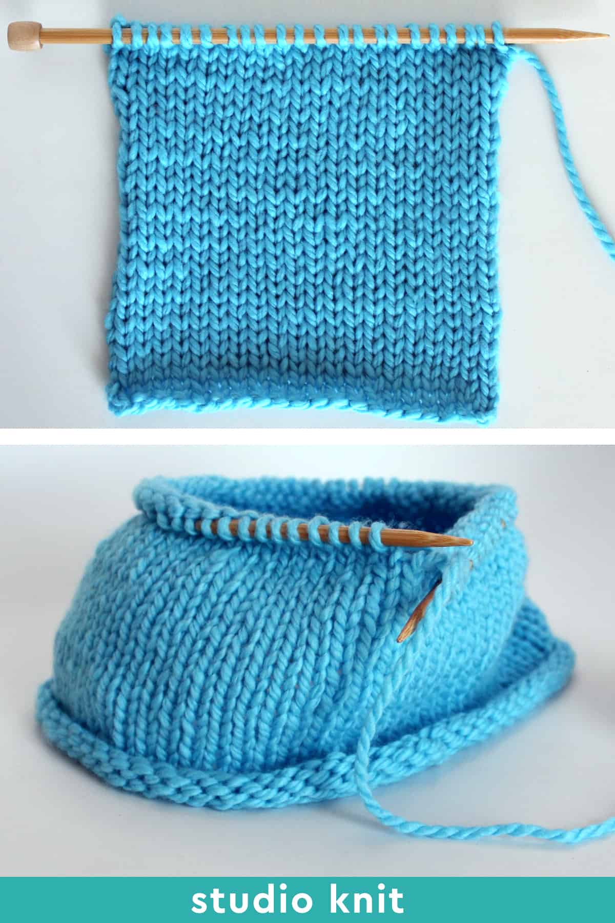 Stockinette Stitch Knitting Pattern for Beginners - Studio Knit