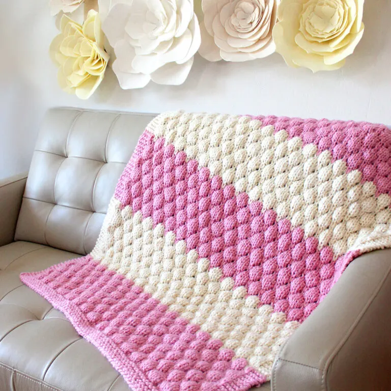 How to Knit a Chunky Blanket in Bubble Stitch