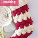 Bubble Christmas Stocking in red and white yarn colors by Studio Knit.