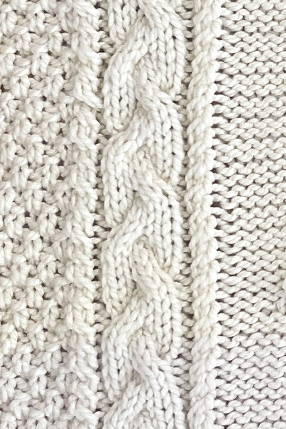 Rope cable stitch close-up.