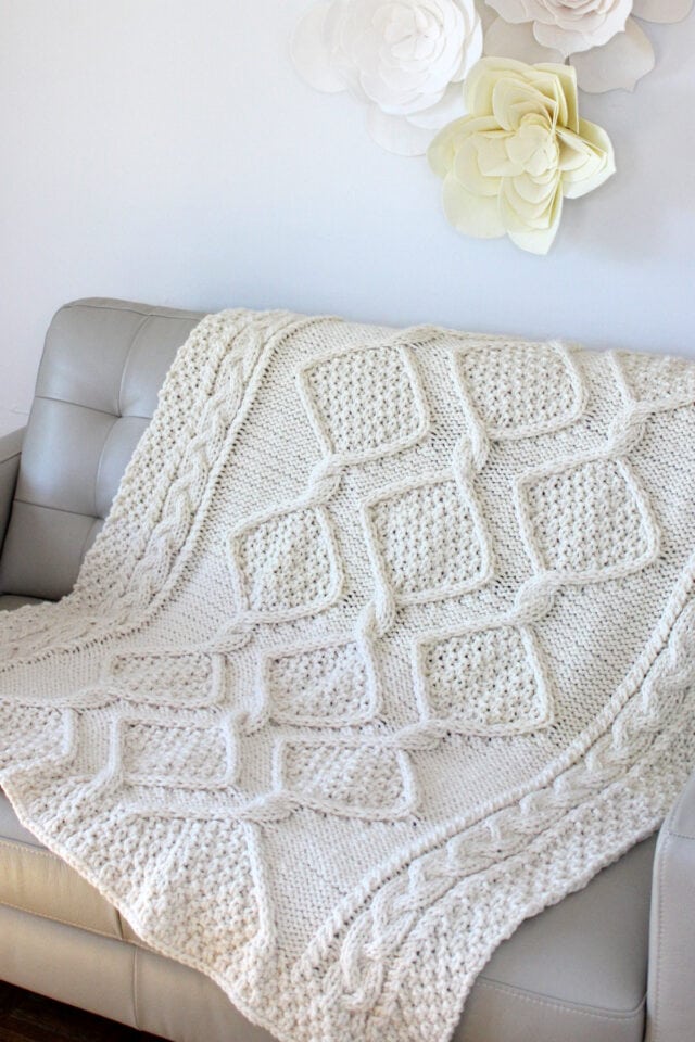 Diamond Heights Cable Knit Blanket Pattern Studio Knit