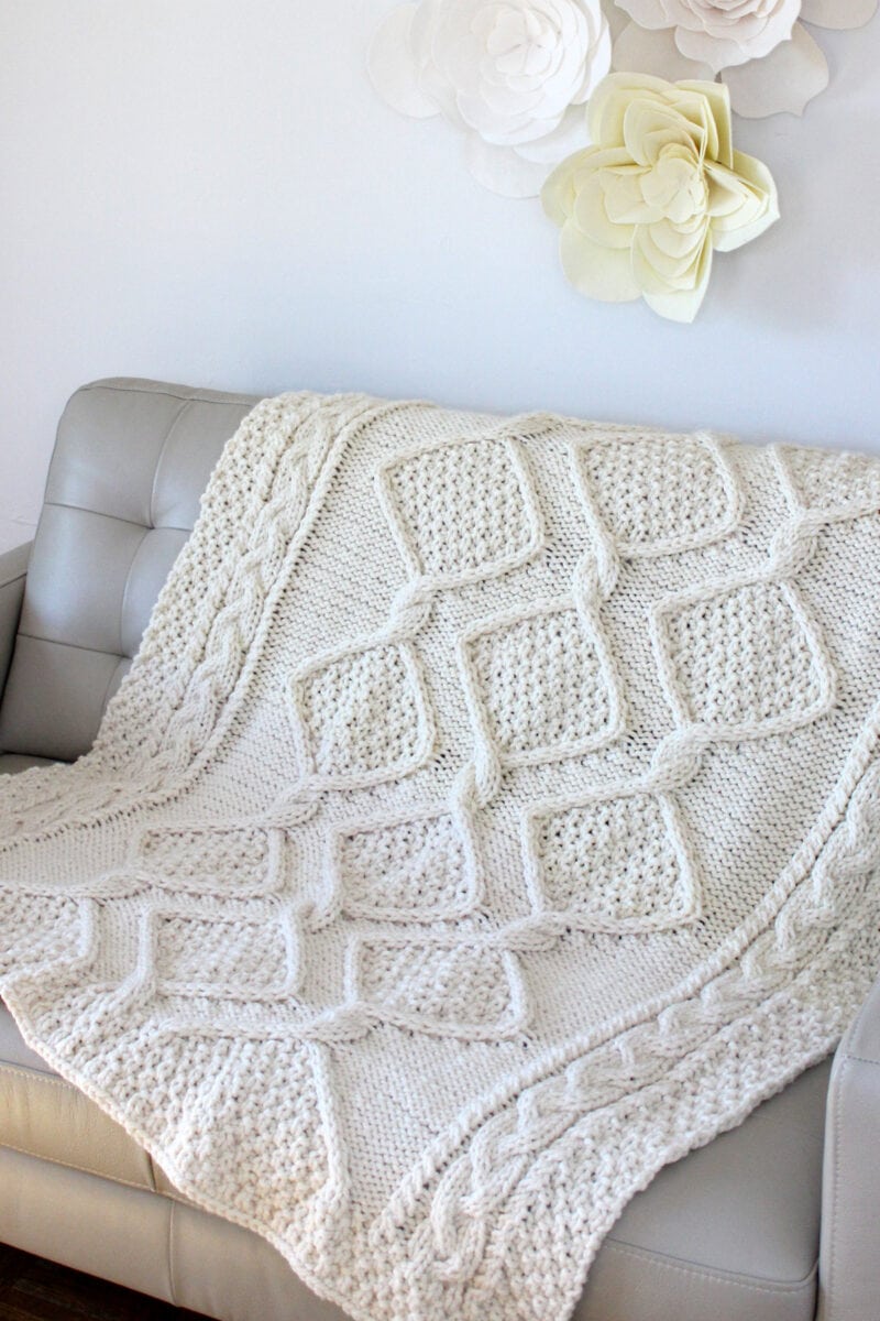 Diamond Heights Cable Knit Blanket Pattern Studio Knit