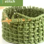 Bamboo knit stitch on circular bamboo needles with green colored yarn.
