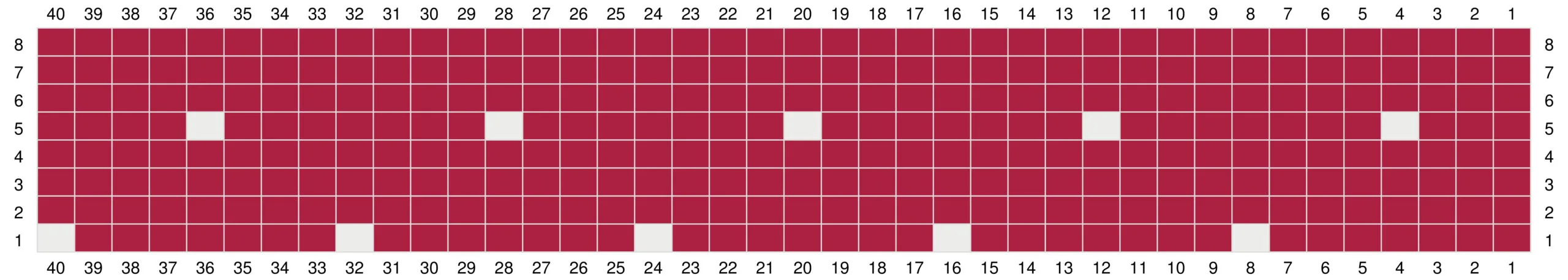 Color chart to knit the seed body section of the Strawberry Baby Hat.