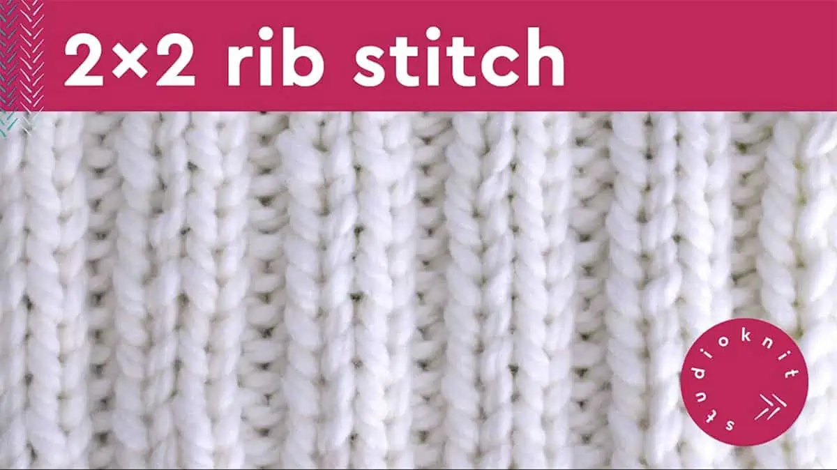 2x2 rib stitch knitted with white colored yarn.