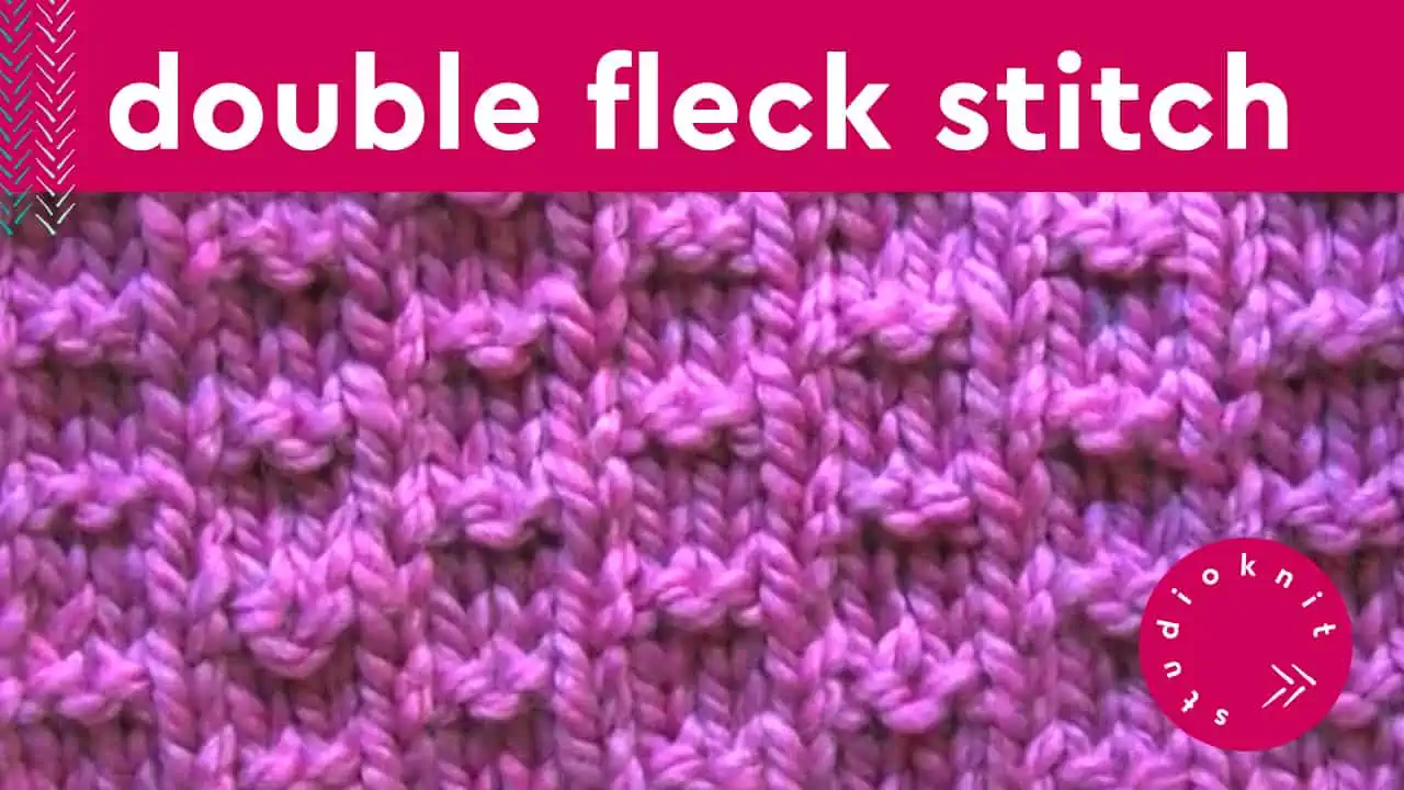Double Fleck Stitch texture knitted with purple colored yarn.
