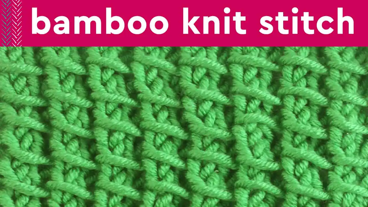 Bamboo Stitch texture knitted with green colored yarn.