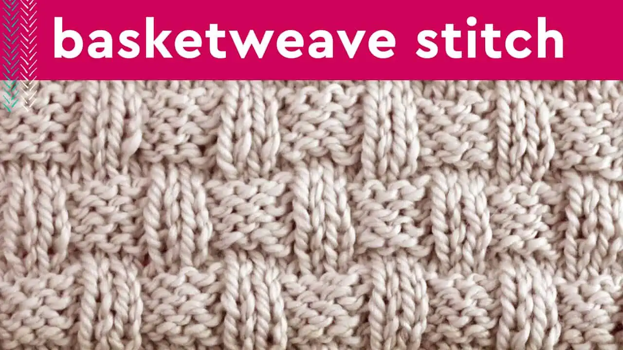 Basket Weave Stitch texture in beige colored yarn.