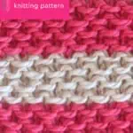 Stamen Stitch knitting pattern in stripes with beige and pink colored yarn by Studio Knit.