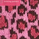 Leopard print colorwork knitting pattern in shades of pink yarn color by Studio Knit.