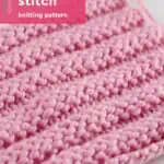 Reverse Ridge Stitch knitting pattern textured sample in pink yarn color.