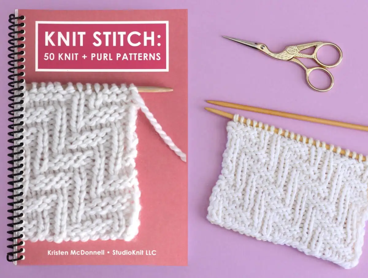 KNIT STITCH: 50 Knit + Purl Patterns by Studio Knit's Kristen McDonnell Coil Bound.
