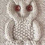 Owl Cable Stitch knitting pattern in beige yarn color by Studio Knit.