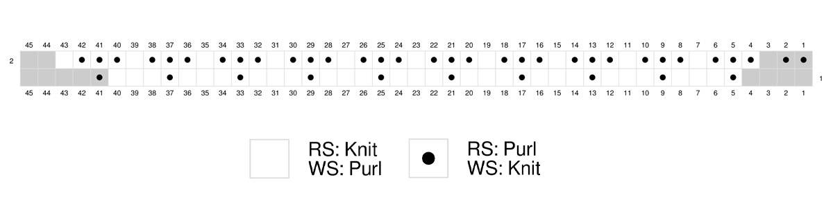 Knitting chart for the Hot Frosty Scarf pattern by Studio Knit.