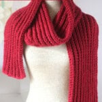 Hot Frosty Scarf replica knitting pattern in red colored yarn designed by Studio Knit.