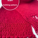 All Too Well Scarf in burgundy color yarn with fringe tassels by Studio Knit.