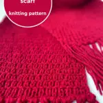 All Too Well Scarf in burgundy color yarn with fringe tassels by Studio Knit.