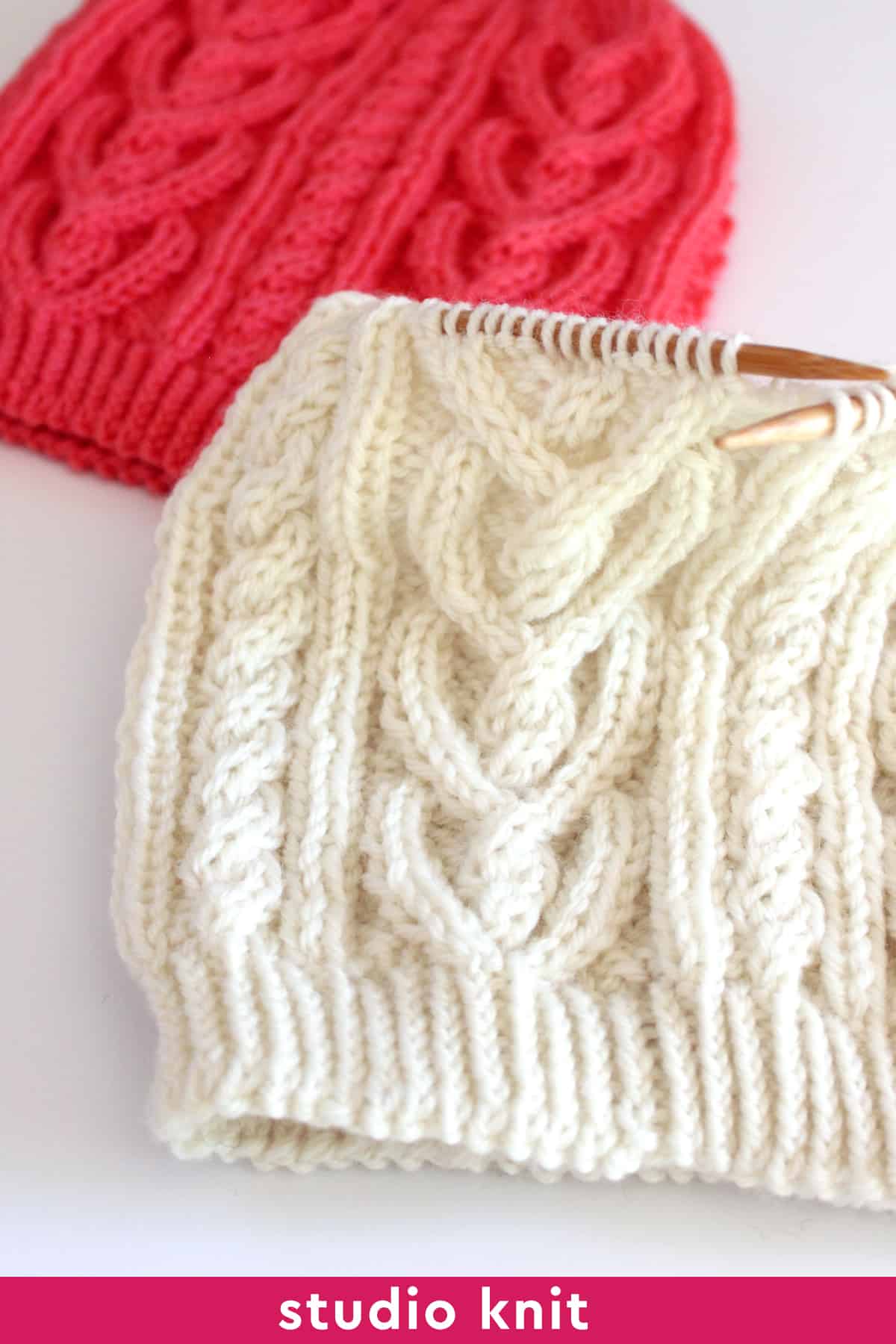 Twisted Love Heart Cable Knit Hat Pattern Studio Knit